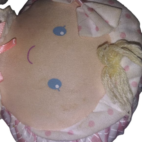 EDEN Stuffed Baby Doll Pink Terrycloth Waffle Pajamas Plush Polka Dot Bow Bonnet - Picture 4 of 11